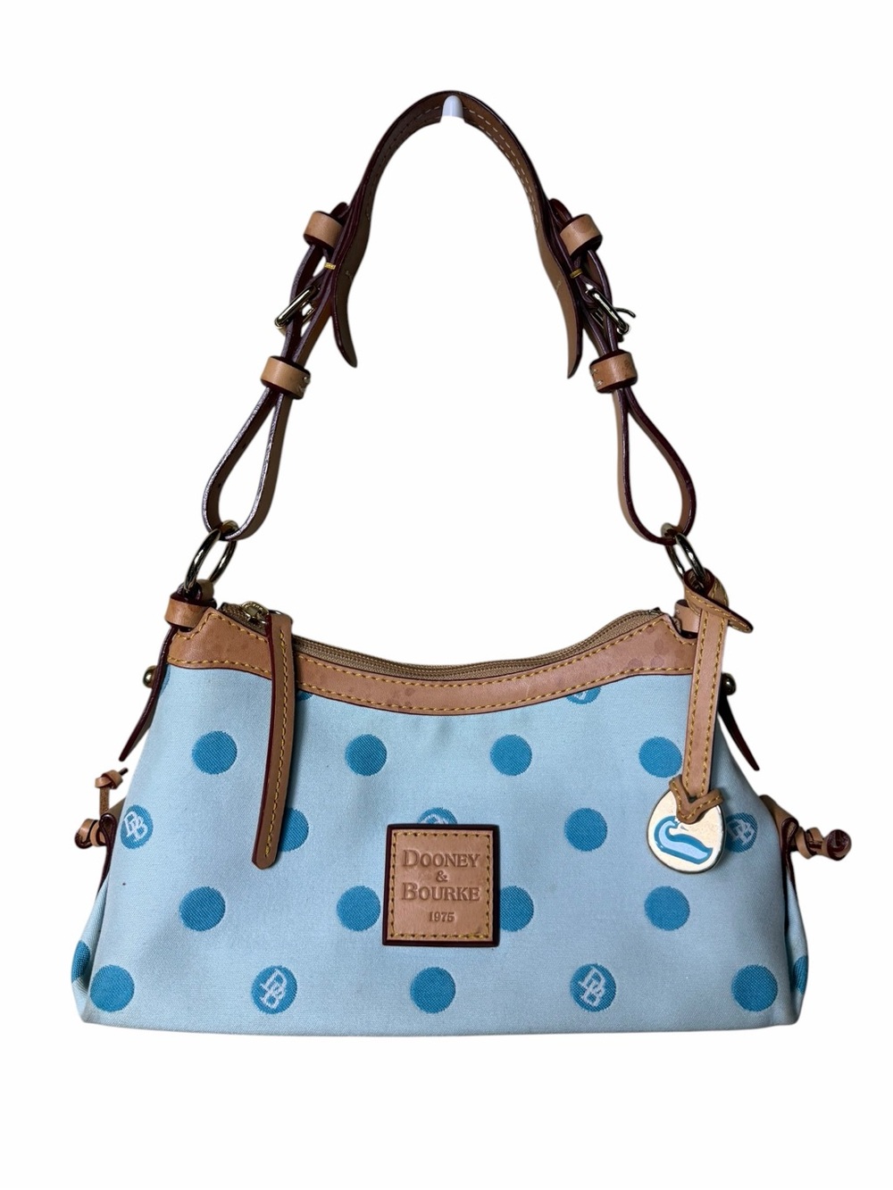 Dooney & Bourke Mini East West Slouch Bag Sky Blue Polka Dot Y2K
